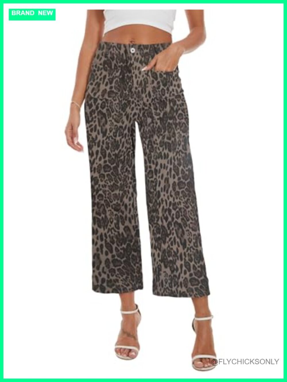 High Waisted Wide Leg Cropped Jeans Stretchy Flare Denim Capri Pants